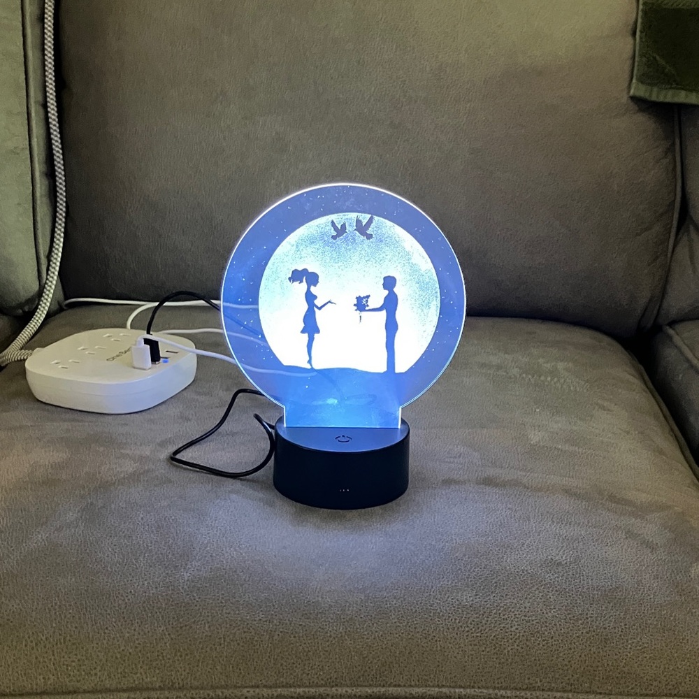 Romantic Acrylic LED Night Light - Red Silhouette